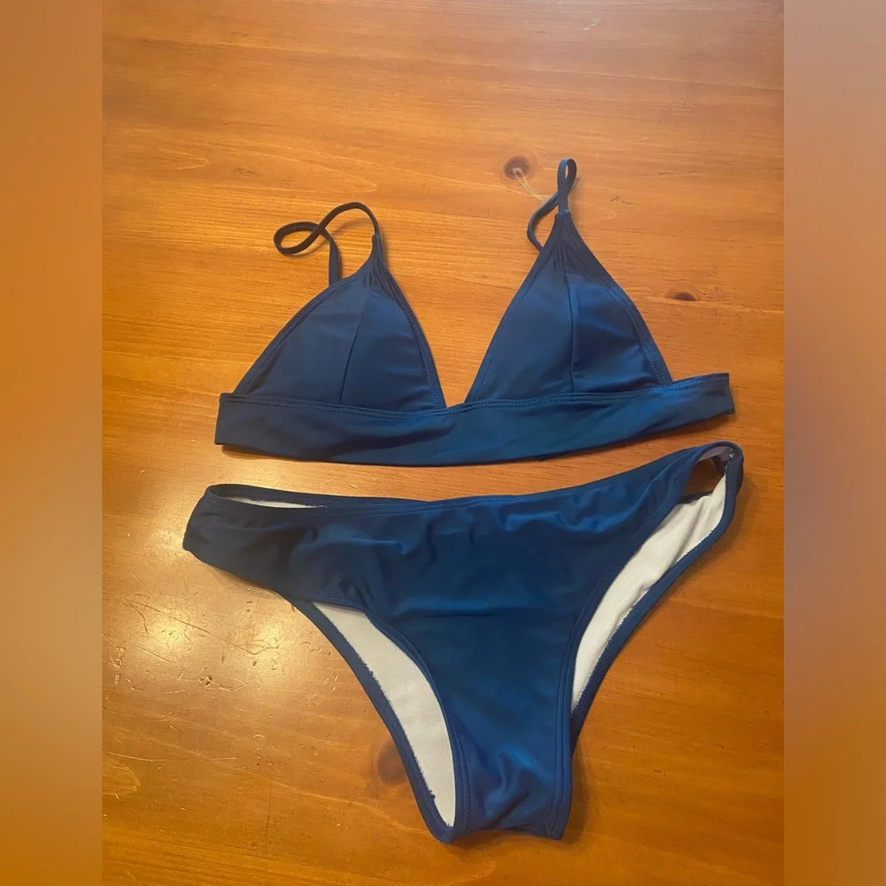 Zaful Triangle Elongated Trim Bikini